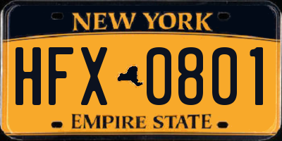 NY license plate HFX0801