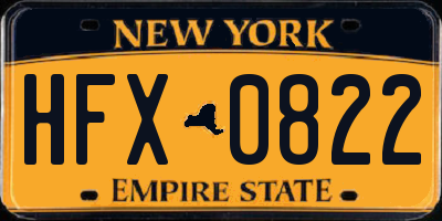 NY license plate HFX0822