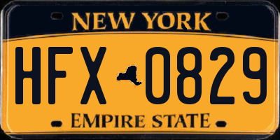 NY license plate HFX0829