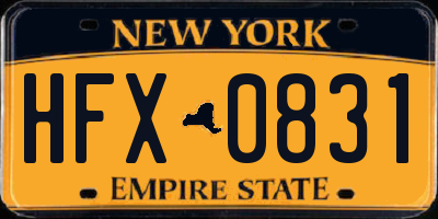 NY license plate HFX0831