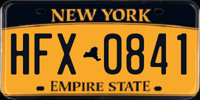 NY license plate HFX0841