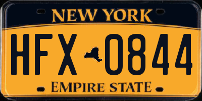 NY license plate HFX0844