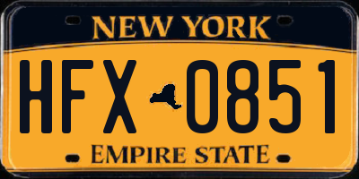 NY license plate HFX0851
