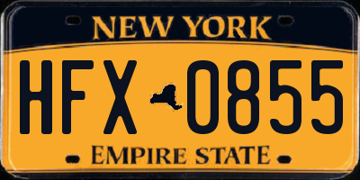NY license plate HFX0855