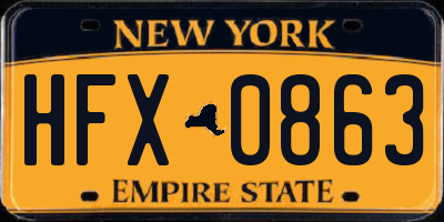 NY license plate HFX0863