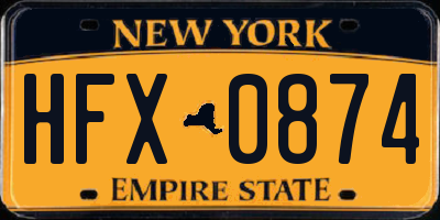NY license plate HFX0874