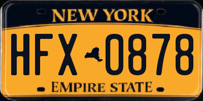 NY license plate HFX0878