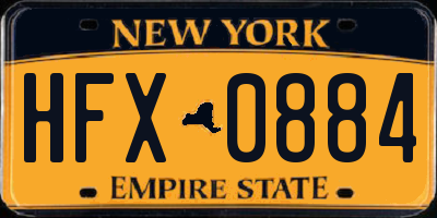 NY license plate HFX0884