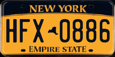 NY license plate HFX0886