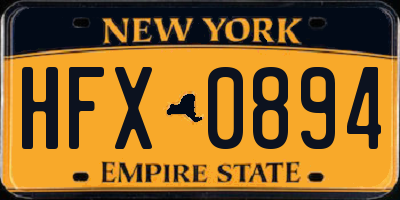 NY license plate HFX0894
