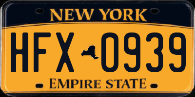 NY license plate HFX0939