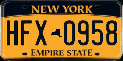 NY license plate HFX0958