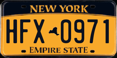 NY license plate HFX0971