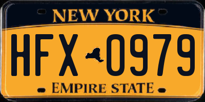 NY license plate HFX0979