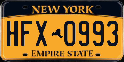 NY license plate HFX0993