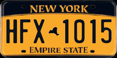 NY license plate HFX1015