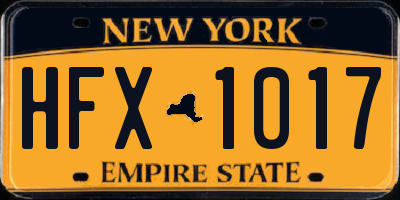 NY license plate HFX1017