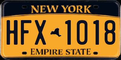 NY license plate HFX1018
