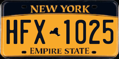 NY license plate HFX1025
