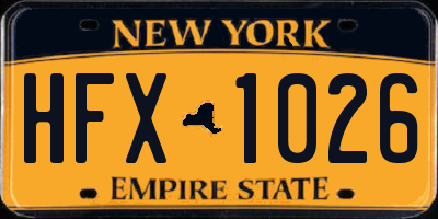 NY license plate HFX1026