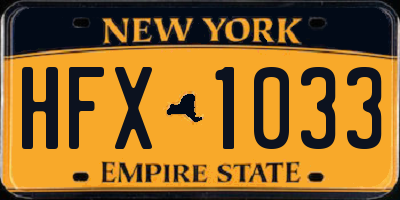 NY license plate HFX1033