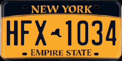 NY license plate HFX1034