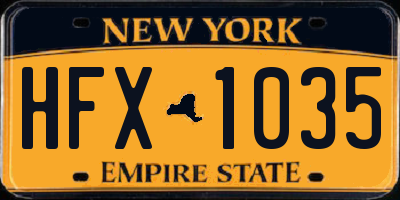 NY license plate HFX1035