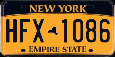 NY license plate HFX1086