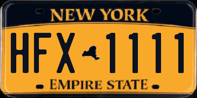 NY license plate HFX1111