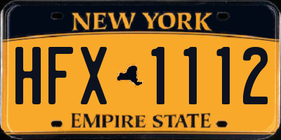 NY license plate HFX1112