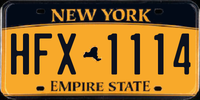 NY license plate HFX1114