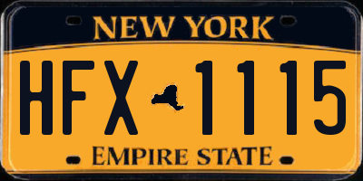 NY license plate HFX1115