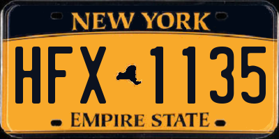 NY license plate HFX1135