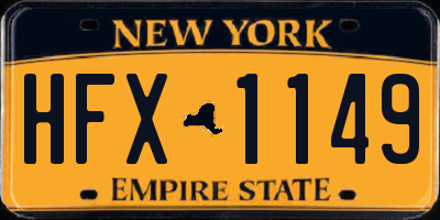 NY license plate HFX1149