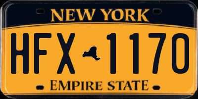 NY license plate HFX1170