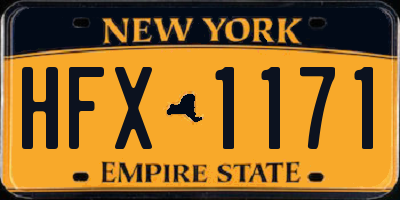 NY license plate HFX1171
