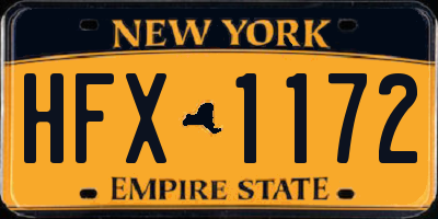 NY license plate HFX1172
