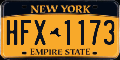 NY license plate HFX1173