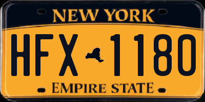 NY license plate HFX1180