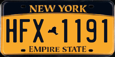 NY license plate HFX1191