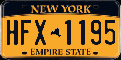 NY license plate HFX1195