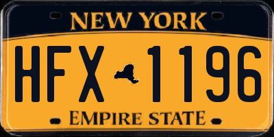NY license plate HFX1196