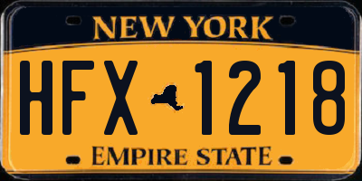 NY license plate HFX1218