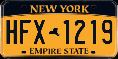 NY license plate HFX1219