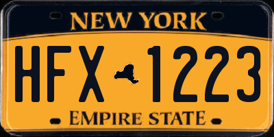 NY license plate HFX1223
