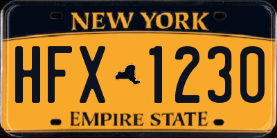 NY license plate HFX1230