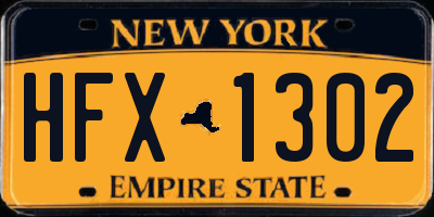 NY license plate HFX1302