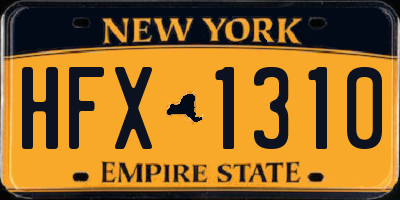 NY license plate HFX1310