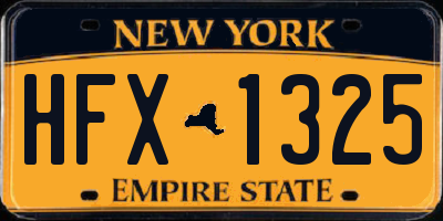 NY license plate HFX1325
