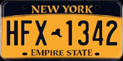 NY license plate HFX1342